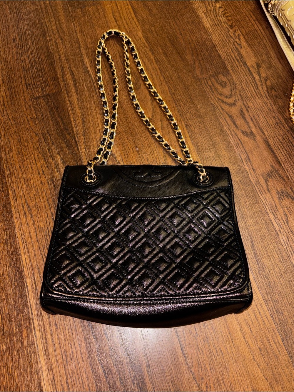 Black Tory Burch Fleming quilted bag